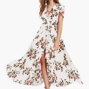 Milumia Women Button Up Floral Print Split Maxi Dress - XS